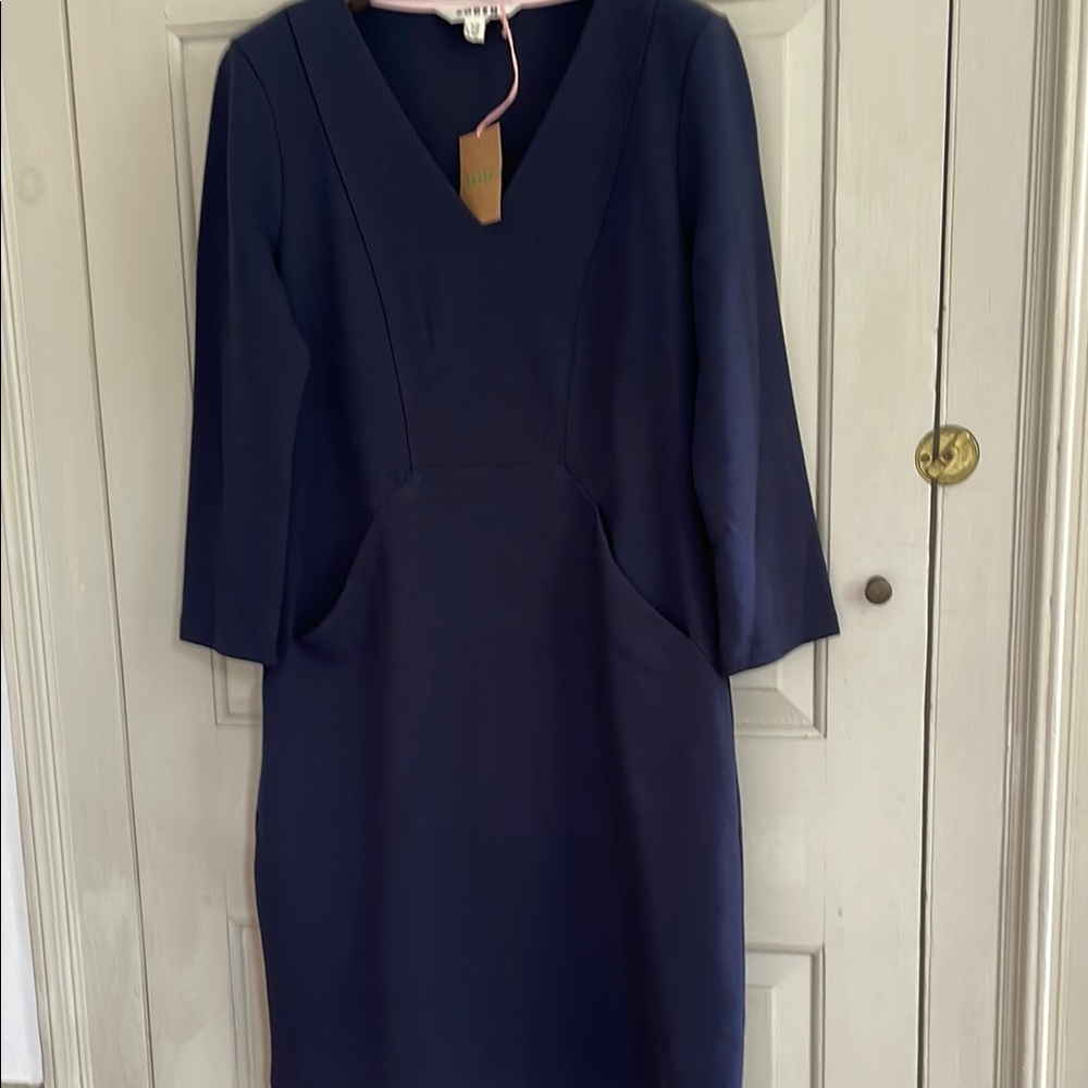 Boden Brontë Ottoman Navy Blue 3/4 Sleeve Dress